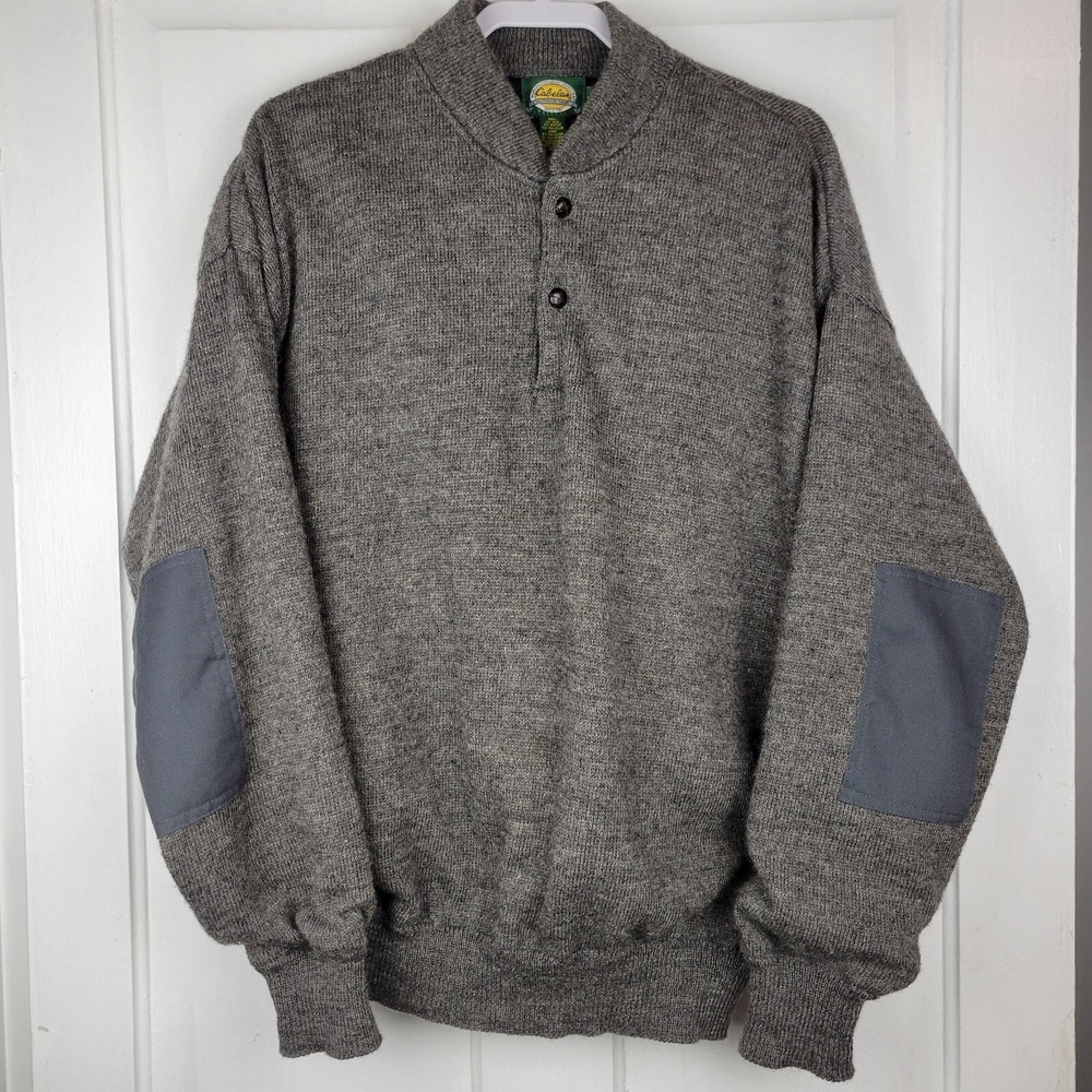 Vintage Cabelas Henley Wool Blend GORE Wind Stopper Pullover Men's L  Tall USA